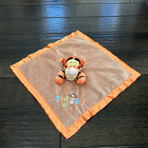 Disney Baby Tigger Plush Security Blanket Lovey Orange 14” Square - Picture 1 of 15